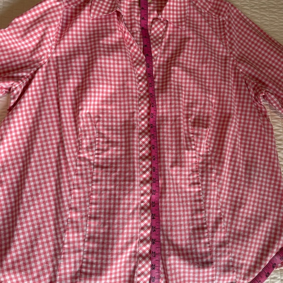 Investments Gold Label Women's 3/4 Sleeve Pink Gingham size 22w button down - Picture 5 of 6